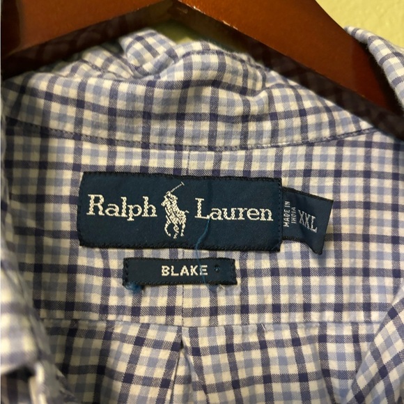 Ralph Lauren Men’s Blake Short Sleeve Collard Plaid Blue/White Shirt- Size XXL - Picture 4 of 6